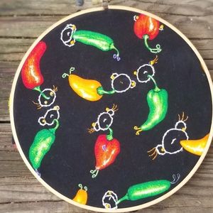 Embroidered Chili Pepper Art People